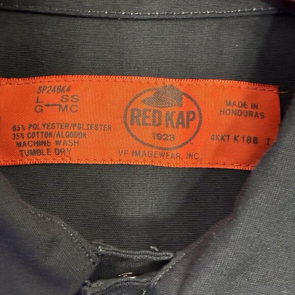 Gas Monkey Garage Red Kap Work Shirt Men’s Size L Black Button Front - Picture 5 of 7